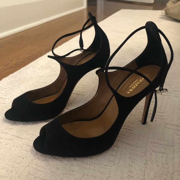 Aquazzura Zani Black Suede Pump 38.5 - Picture 4 of 4